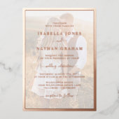 Modern Photo Roos Gold Wedding Folie Uitnodiging (Voorkant)