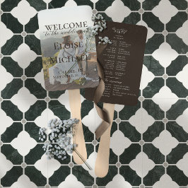 Modern Photo Rustic Brown Wedding Program Fan Handwaaier