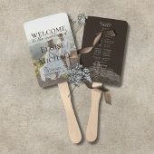 Modern Photo Rustic Brown Wedding Program Fan Handwaaier