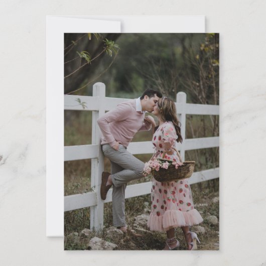 Modern Photo Save Dates White Floral Greenery Leaf (Achterkant)