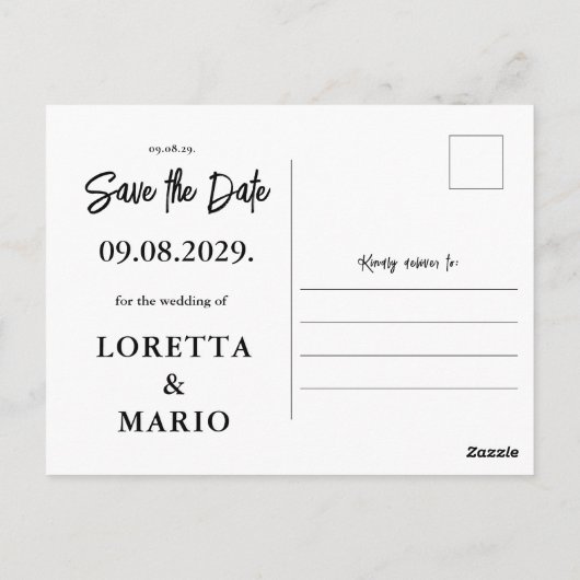 Modern Photo Save the date Invitation Postcard Briefkaart (Achterkant)