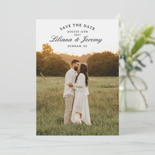 Modern Photo Save the Date With Arched Text Kaart (Staand voorkant)