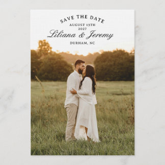 Modern Photo Save the Date With Arched Text Kaart