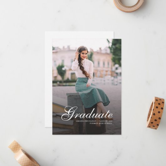 Modern Photo Script Afstuderen 2025 aangekondigd Notitiekaartje (Voorkant / Achterkant in situ)