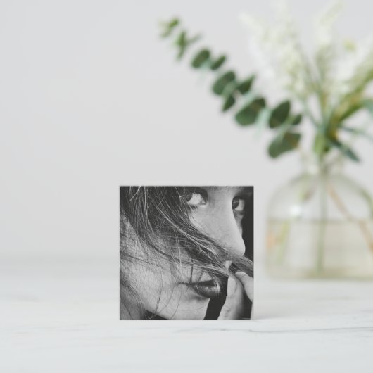 Modern Photo Script Name Social QR Code Vierkante Visitekaartje (Staand voorkant)