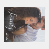 Modern Photo Script Paar Familie Liefde Initialen Fleece Deken (Voorkant (Horizontaal))