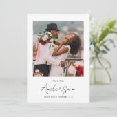 Modern Photo Script Wedding Bedankkaart (Staand voorkant)