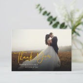 Modern Photo Script Wedding Bedankkaart (Staand voorkant)