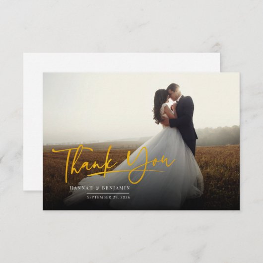 Modern Photo Script Wedding Bedankkaart (Voorkant / Achterkant)