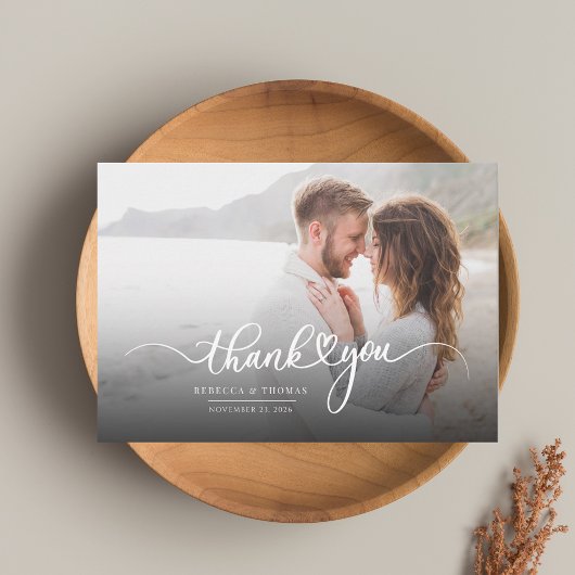 Modern Photo Script Wedding Bedankkaart