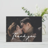 Modern Photo Script Wedding Bedankkaart (Staand voorkant)