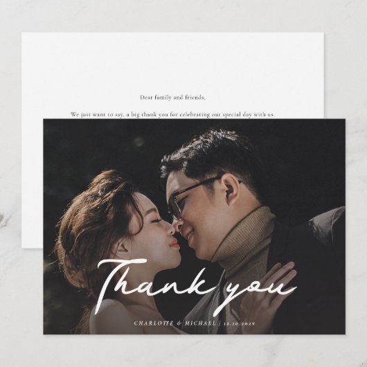 Modern Photo Script Wedding Bedankkaart (Voorkant / Achterkant)