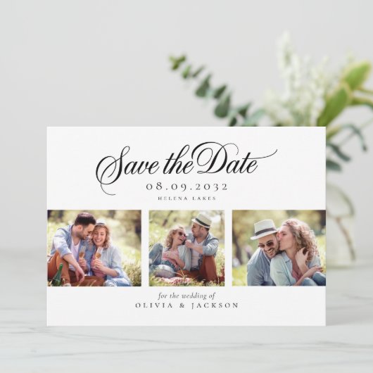 Modern Photo Script Wedding Save The Date (Staand voorkant)