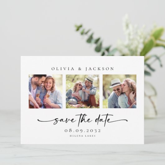 Modern Photo Script Wedding Save The Date (Staand voorkant)
