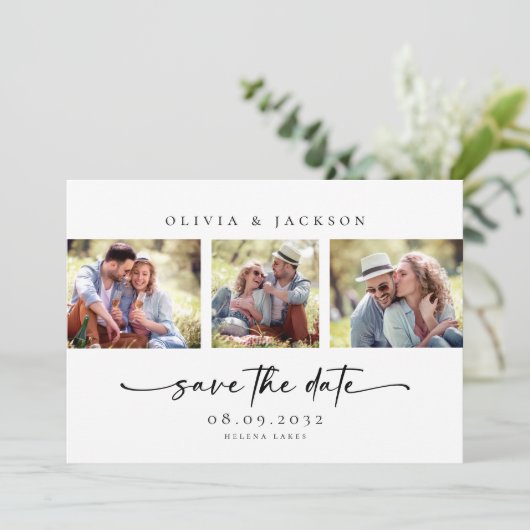 Modern Photo Script Wedding Save The Date (Staand voorkant)