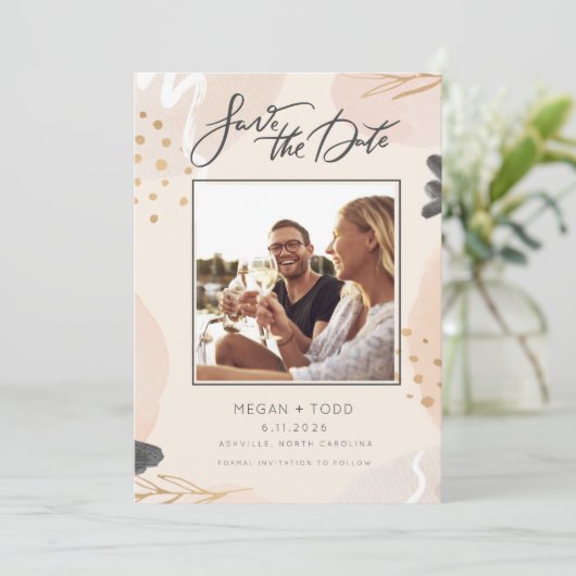 Modern Photo Script Wedding Save The Date (Staand voorkant)
