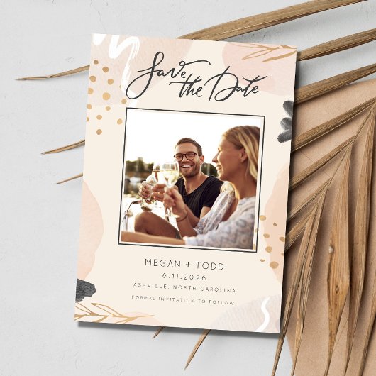 Modern Photo Script Wedding Save The Date