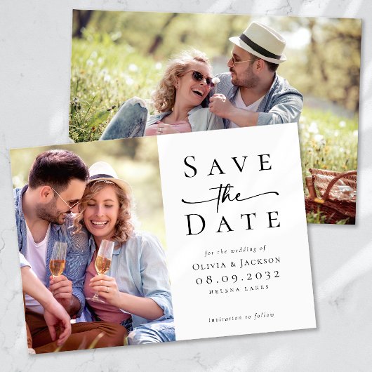 Modern Photo Script Wedding Save The Date