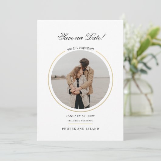 Modern Photo Script Wedding Save The Date (Staand voorkant)