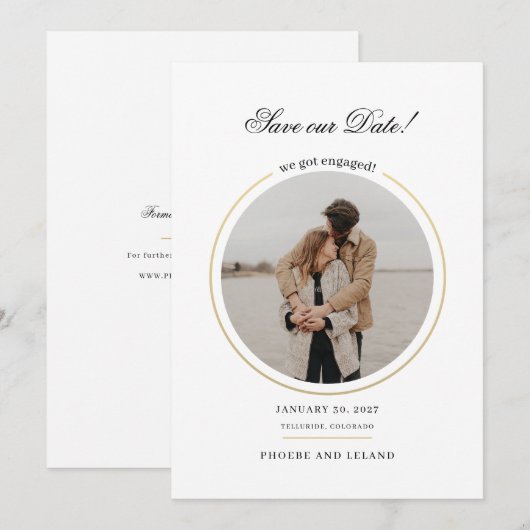 Modern Photo Script Wedding Save The Date (Voorkant / Achterkant)