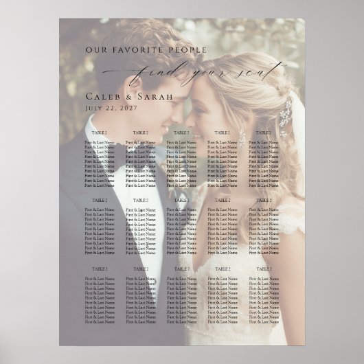 Modern photo seating plan up to 15 tables  poster (Voorkant)