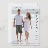 Modern Photo Serif Typography Beach Wedding Kaart (Voorkant)