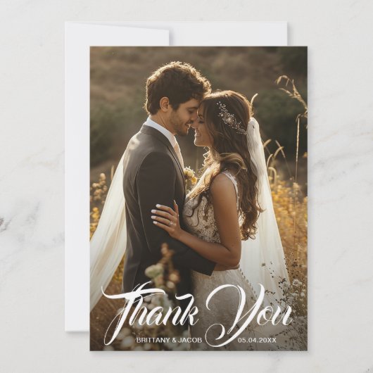 Modern Photo Simple Wedding Bedankkaart (Voorkant)