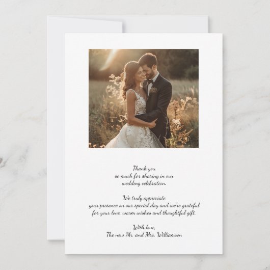 Modern Photo Simple Wedding Bedankkaart (Achterkant)