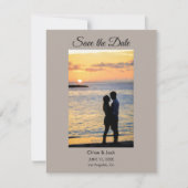 Modern Photo Stone Gray Save The Date Card (Voorkant)