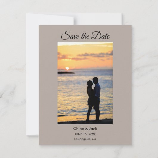 Modern Photo Stone Gray Save The Date Card (Voorkant)