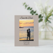 Modern Photo Stone Gray Save The Date Card (Staand voorkant)