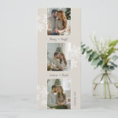 Modern Photo Strip Christmas Card with Handwritten Kaart (Staand voorkant)