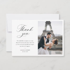 modern photo stylish script wedding thank you card bedankkaart