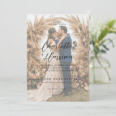 Modern Photo Tint Overlay Script Serif Wedding Kaart (Staand voorkant)