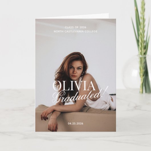 Modern Photo Typography Script Grad Party Folded Kaart (Voorkant)