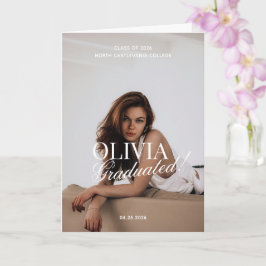 Modern Photo Typography Script Grad Party Folded Kaart