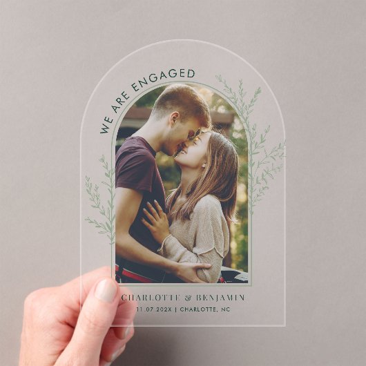 Modern Photo Verloving Bewaar de datum Acryl Uitnodigingen (Insitu (Draagbaar))