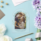 Modern Photo Verloving Bewaar de datum Acryl Uitnodigingen (Insitu (Huwelijk))