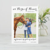 Modern Photo Verloving Horse Wedding Save The Date (Staand voorkant)