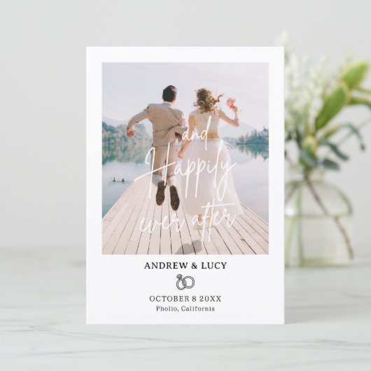 Modern photo wedding  aankondiging (Staand voorkant)