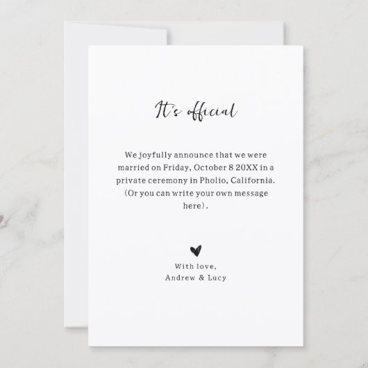 Modern photo wedding  aankondiging (Achterkant)