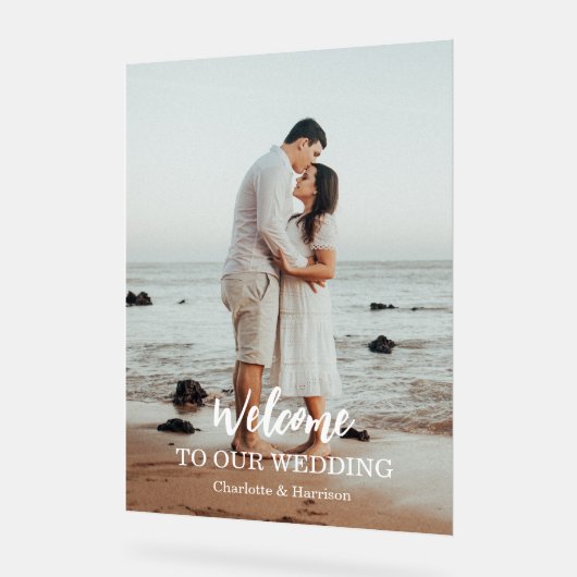 Modern Photo Wedding Acryl Bord (Hoek)