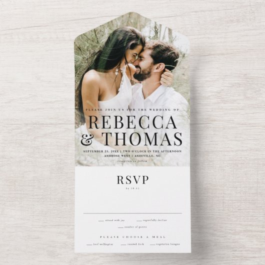 Modern Photo Wedding All In One Uitnodiging (Binnen)