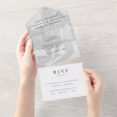 Modern Photo Wedding All In One Uitnodiging (Afscheurbaar)