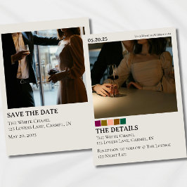 Modern Photo Wedding Attire Colors Save the Date Kaart