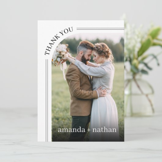 Modern Photo Wedding Bedankkaart (Staand voorkant)