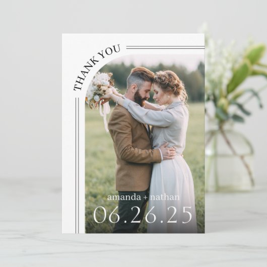 Modern Photo Wedding Bedankkaart (Staand voorkant)