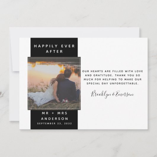Modern Photo Wedding Bedankkaart (Voorkant)