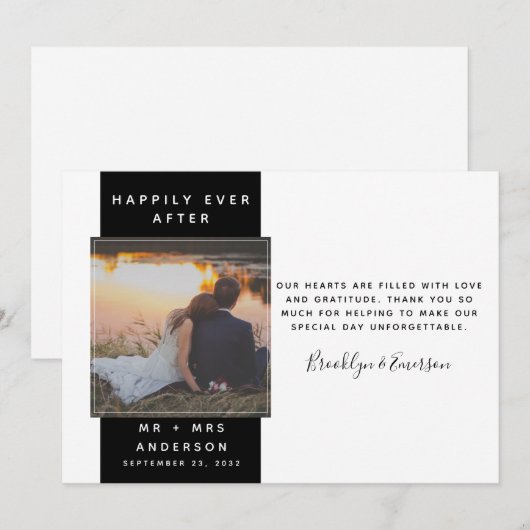 Modern Photo Wedding Bedankkaart (Voorkant / Achterkant)
