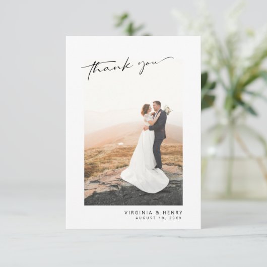 Modern Photo Wedding Bedankkaart (Staand voorkant)